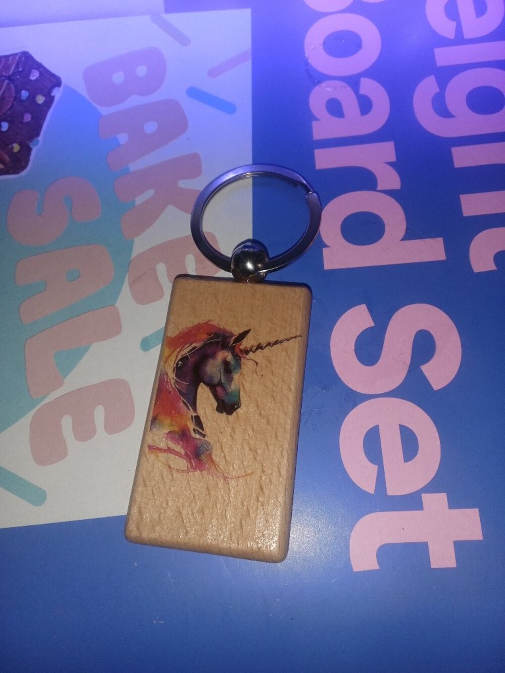 Handmade Wooden Unicorn Keychain